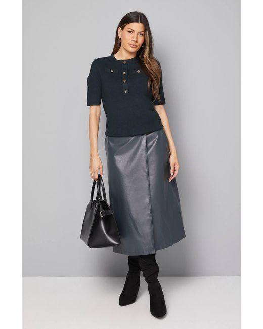 Wallis Gray Statement Button Knitted Top