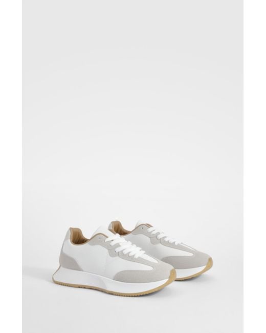 Boohoo Chunky Panel Detail Sneakers in White | Lyst