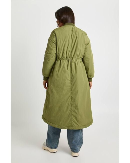 Boohoo Green Maxi Cinched Bomber Jacket