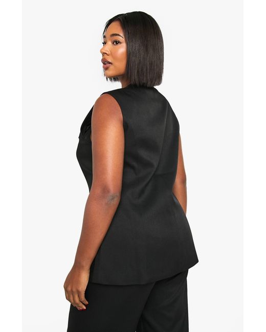 Boohoo Black Plus Button Longline Waistcoat