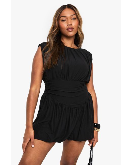 Boohoo Women's Black Plus Double Layer Ruched Puffball Mini Dress - www.rendeth15.com Boohoo Women's Black Plus Double Layer Ruched Puffball Mini Dress - www.rendeth15.com