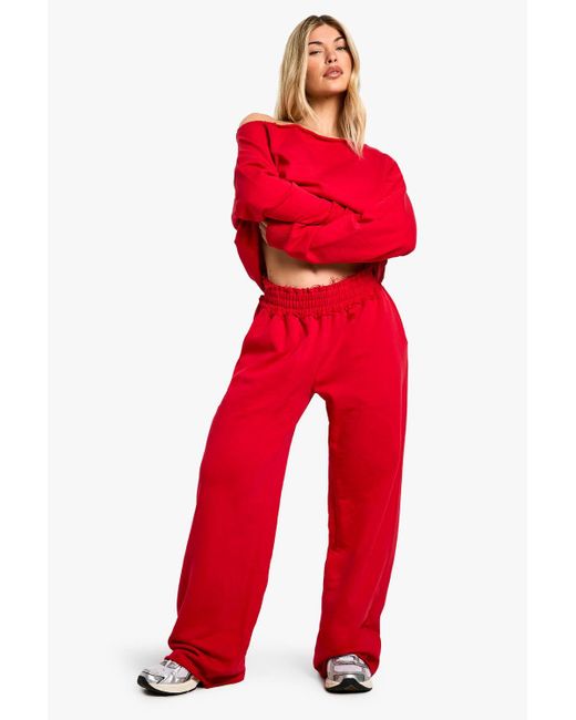 Boohoo Red Reverse Loopback Straight Leg Jogger