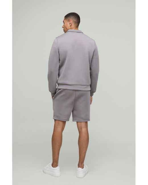 Boohoo Gray Regular Fit Bonded Scuba Harrington Jacket