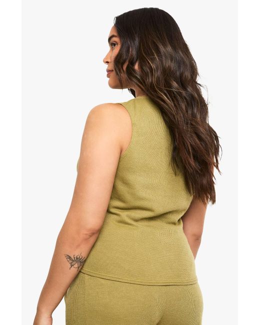 Boohoo Green Plus Knitted Seam Detail Top
