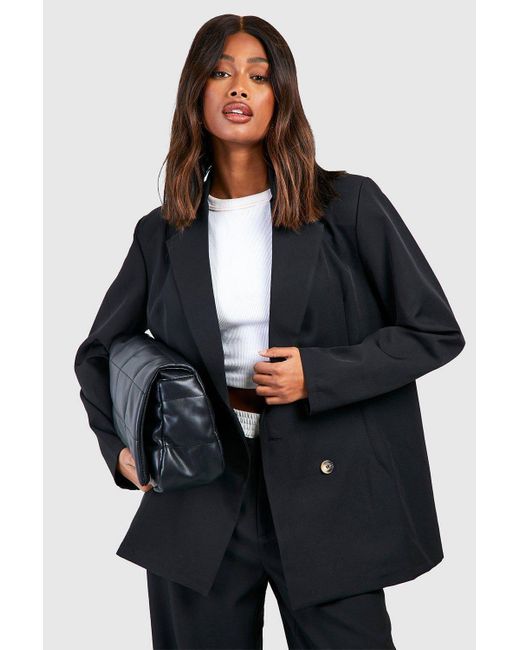 Boohoo Blue Basic Double Breasted Oversized Blazer