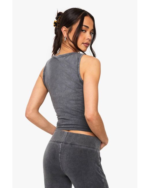 Boohoo Acid Wash Vest Top in Black Lyst