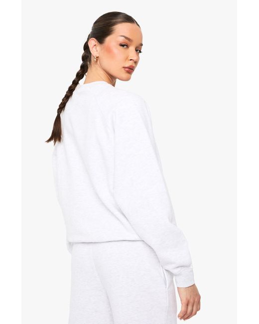 Sudadera Oversize Con Costuras De Ranglán Boohoo de color White