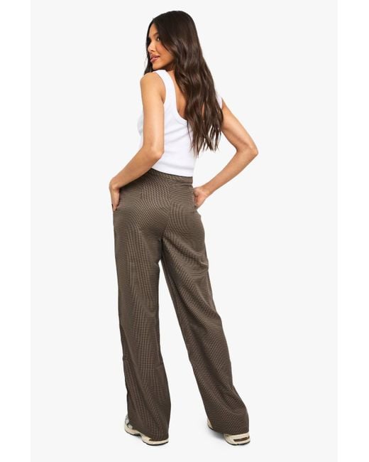 Boohoo Brown Tonal Flannel Straight Leg Tailored Pants