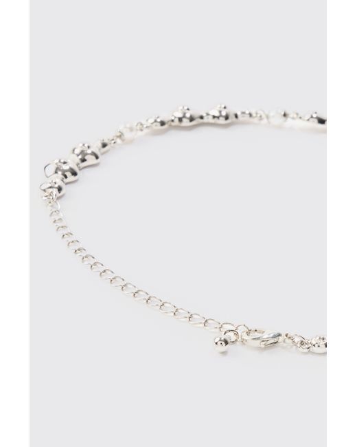 Pearl And Metal Necklace In Silver Boohoo de color White
