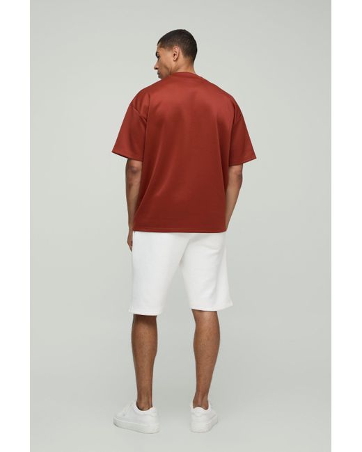 Camiseta Oversize De Scuba Con Cuello Extendido Boohoo de color Red