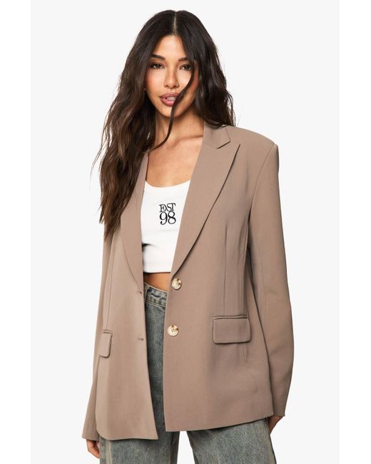 Boohoo Brown Tailored Woven Single Breast Blazer