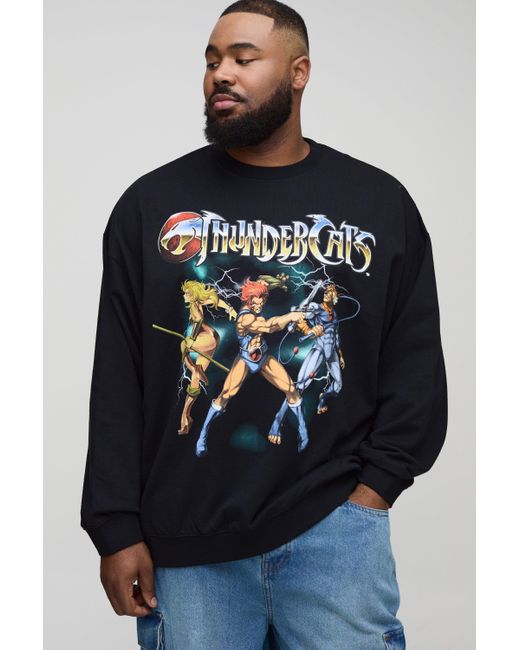 BoohooMAN Blue Plus Regular Fit Thundercats License Print Sweater for men