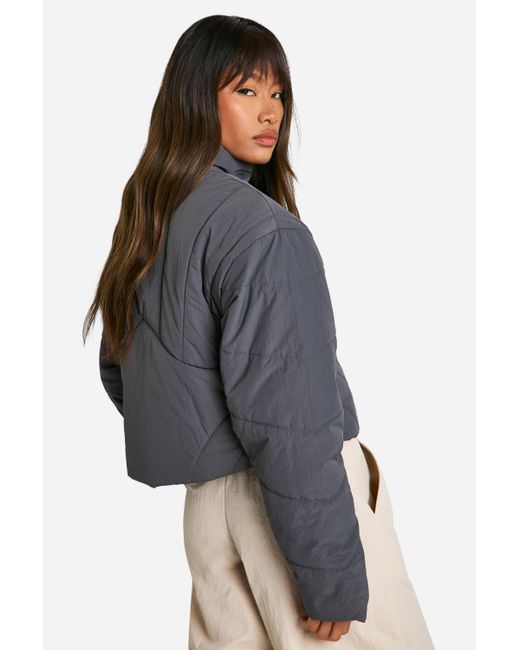 Boohoo Gray Seam Detail Puffer Jacket