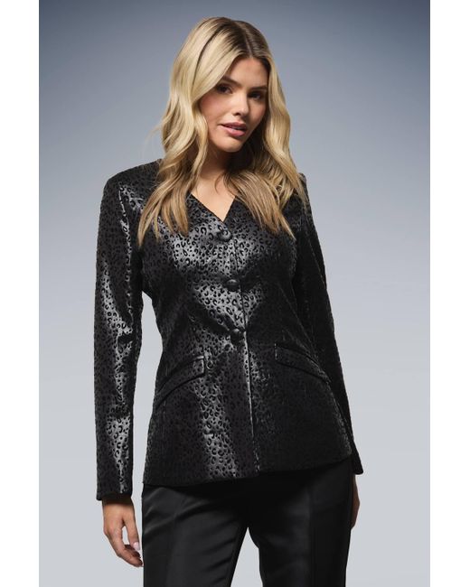 Dorothy Perkins Blue Leopard Print V Neck Blazer