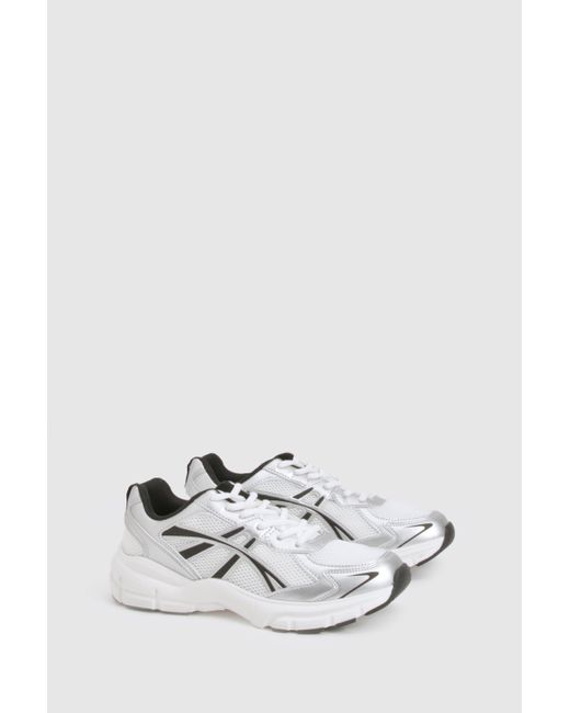 Boohoo White Striped Chunky Sporty Dad Sneakers