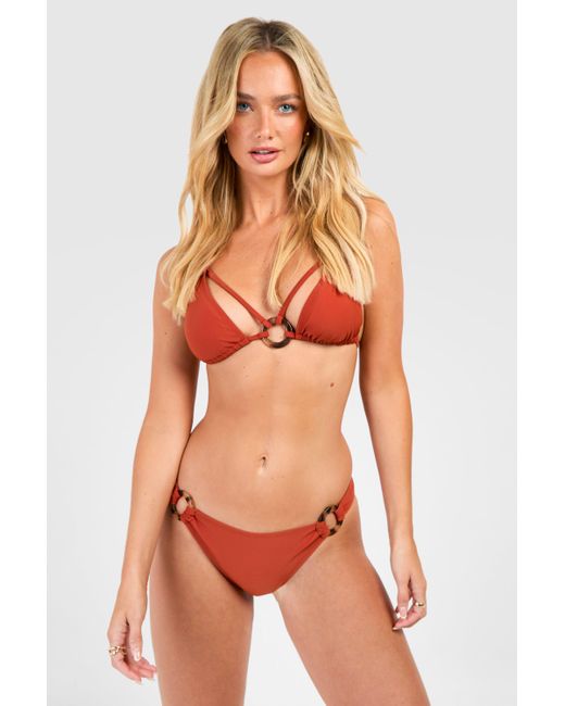 Boohoo Orange Tortoiseshell O-Ring Hipster Bikini Brief