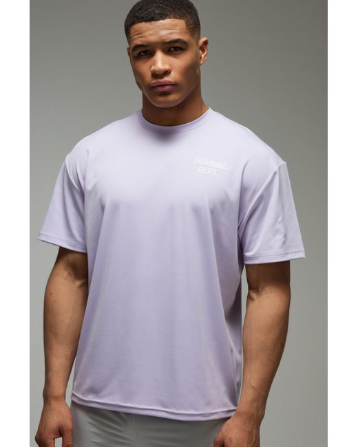 BoohooMAN Man Active Performance Training Dept Oversize T-Shirt in Purple für Herren