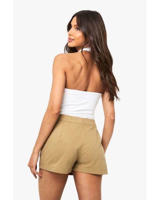 Boohoo White Twill Wrap Skort