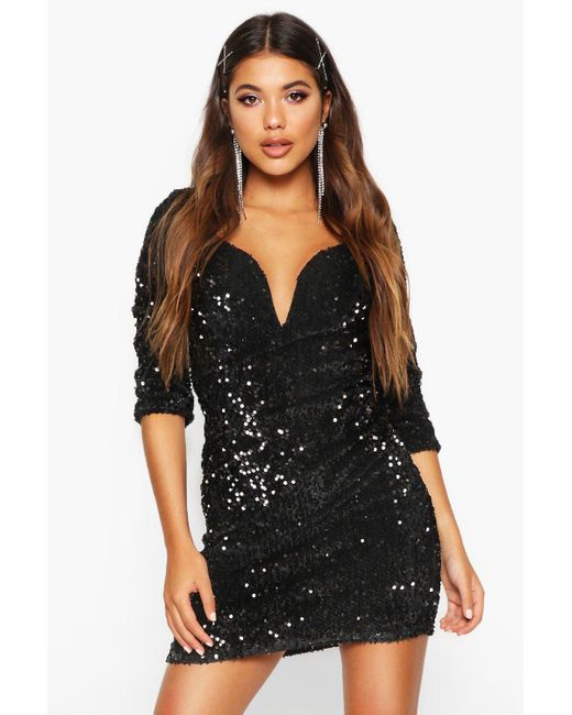black sequin bodycon