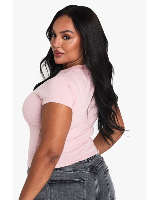 Boohoo Pink Plus Basics Fitted Top
