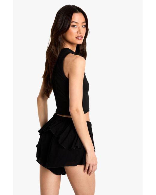 Boohoo Black Tall Layered Flippy Short
