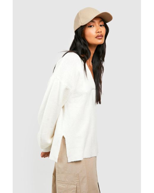 Boohoo White Soft Knit Slouchy Jumper