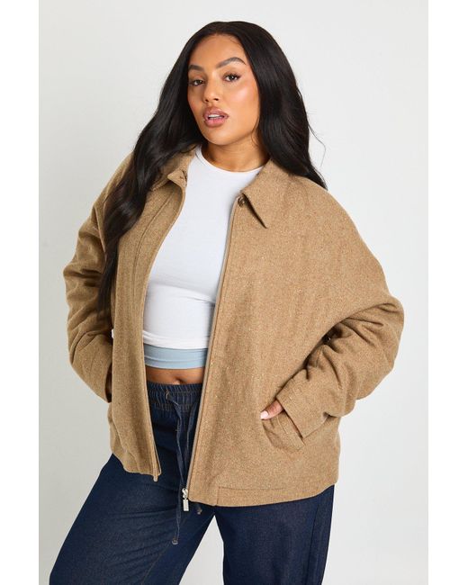 Boohoo Blue Plus Wool Look Oversized Jacket