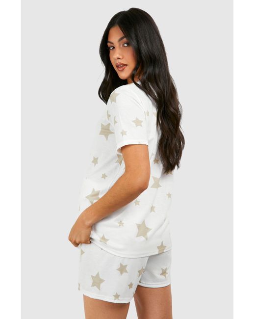 Boohoo White Maternity Star Print Pyjama Short Set
