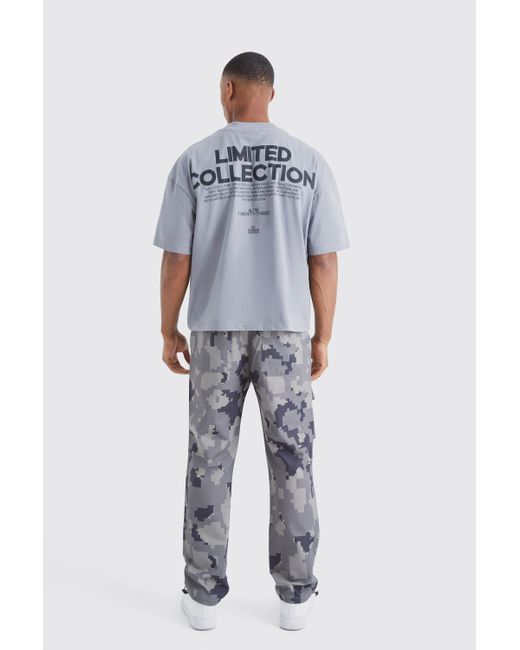 BoohooMAN Pixel Camouflage Cargo-Hose mit geradem Bein in Gray für Herren