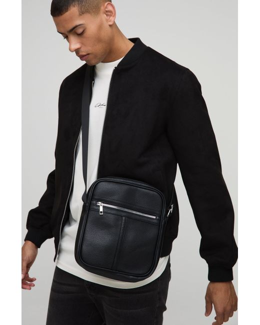 BoohooMAN Schwarze PU-Umhängetasche in Black für Herren