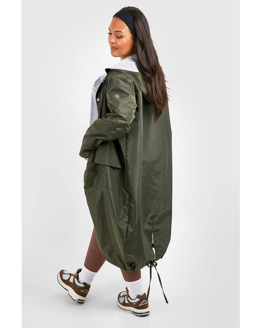 Boohoo Gray Plus Double Layer Shell Longline Rain Parka