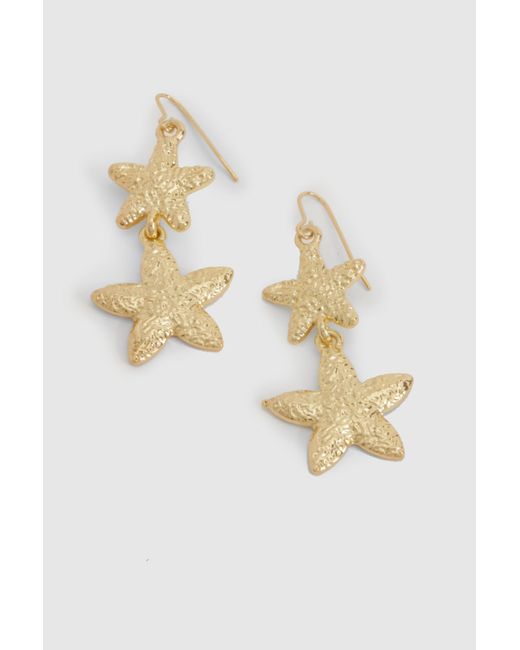 Boohoo Metallic Starfish Drop Earrings
