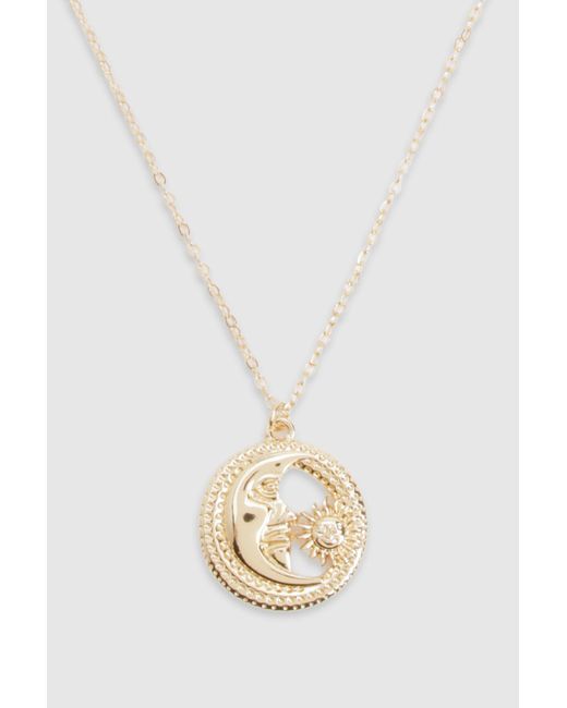 Celestial Pendant Necklace Boohoo de color Black