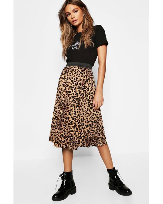 boohoo pleated midi skirt