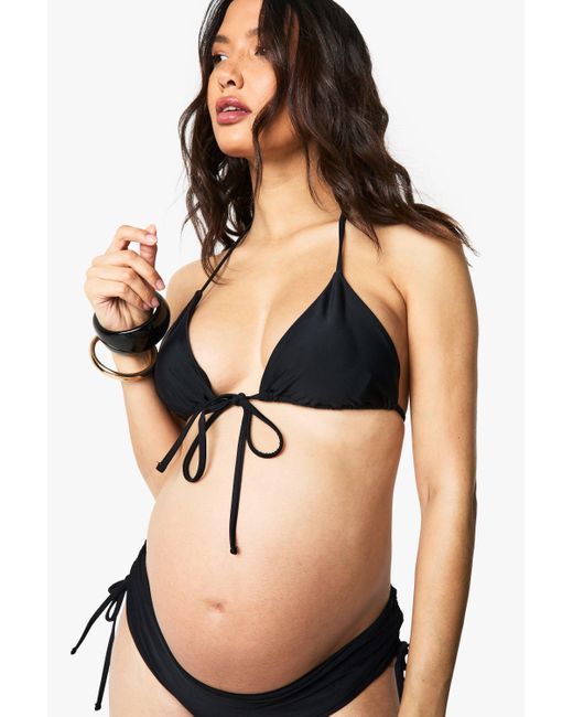 Biquini Premamá De Triángulo Con Atadura Frontal Boohoo de color Black