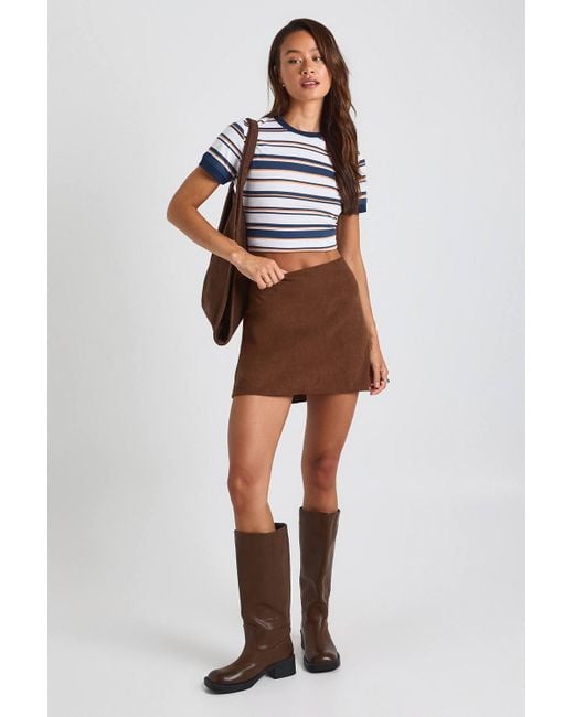 Boohoo Brown Tall Cord Mini A-Line Skirt