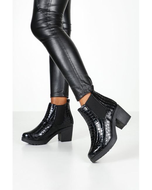 womens black chunky chelsea boots
