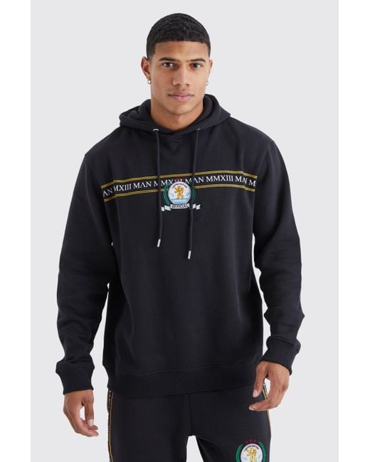 BoohooMAN Blue Man Gold Funnel Neck Hoodie for men