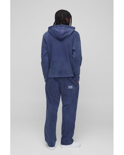 Chándal Desteñido Estilo Carpintero Con Capucha Boohoo de color Blue