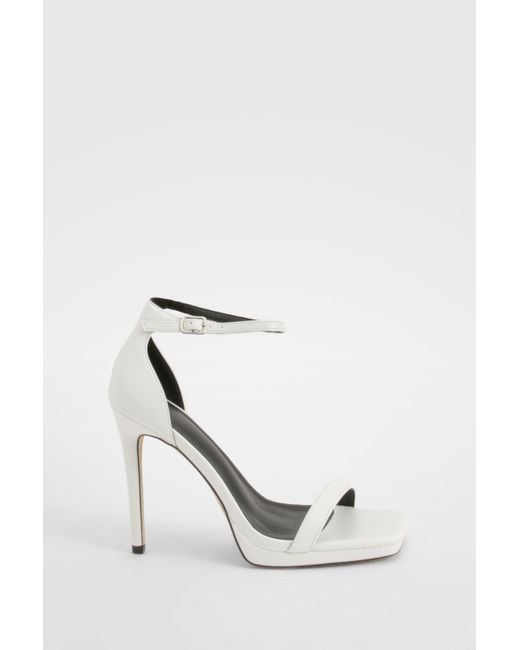 Boohoo White Barely There 2 Part Heel