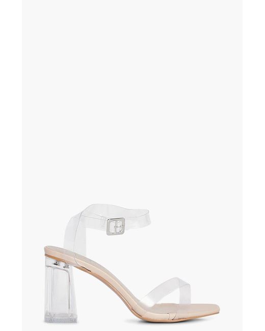 wide width clear block heels