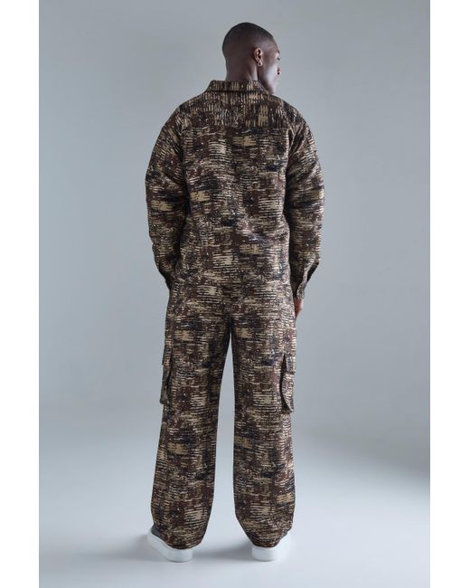 BoohooMAN Strukturierte lockere Camouflage Cargo-Hose in Black für Herren