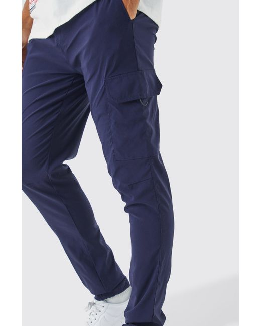 BoohooMAN Blue Elastic Lightweight Stretch Skinny Cargo Trouser for men