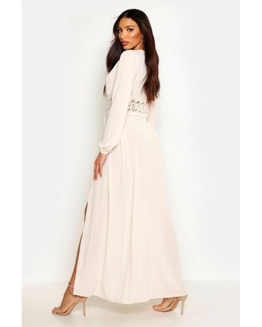 lace waist button maxi dress