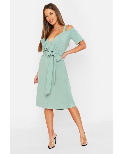 boohoo green midi dress