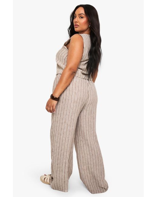 Boohoo Natural Plus Stripe Elasticated Waist Trouser