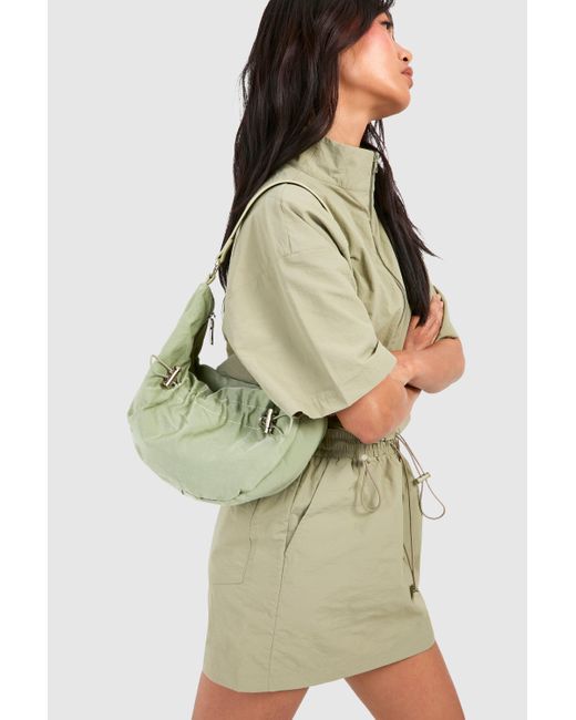 Boohoo Green Nylon Shoulder Bag