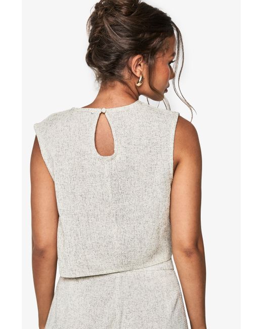 Boohoo White Woven Textured Tailored Top