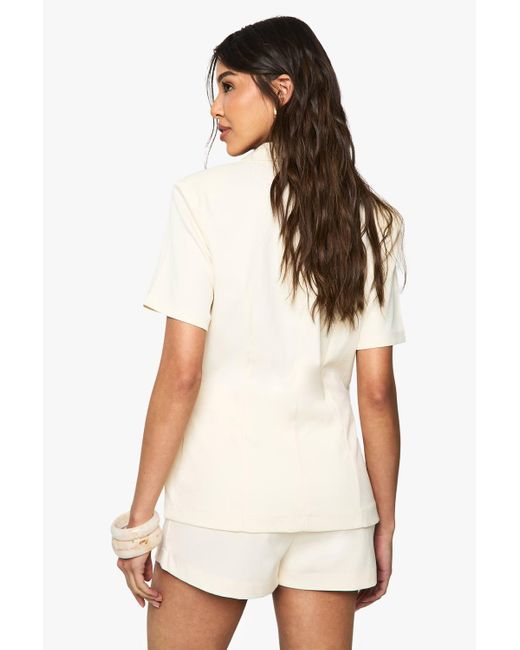 Boohoo White Tailored Short Sleeve Structured Romper