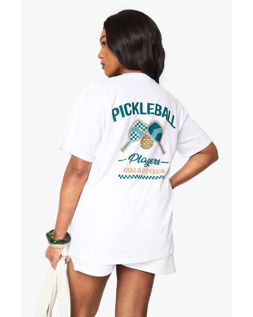 Boohoo White Plus Pickleball Oversized T-Shirt